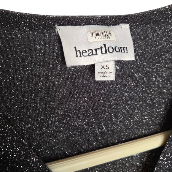 Heartloom Black Metallic Long Sleeve V-Neck Top Size XS - Picture 2 of 3